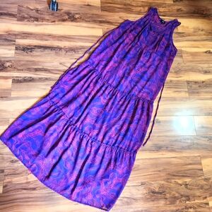 Mossimo Sheer Indigo and Pink Boho Patterned Maxi Dress Size XL